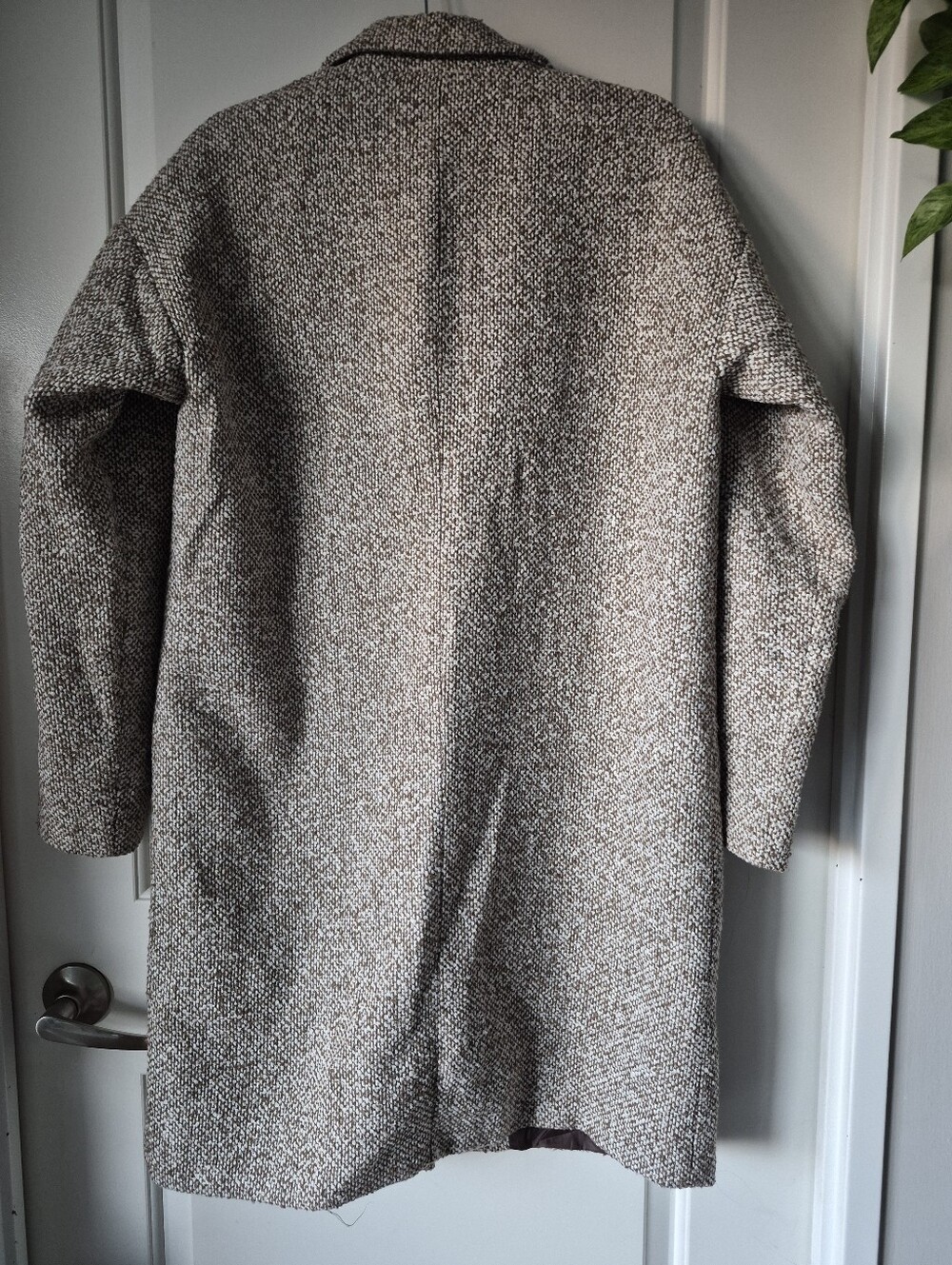 VERO MODA Brown Textured Bouclé Longline Coat Jacket - Women's Size M - Picture 2 of 9